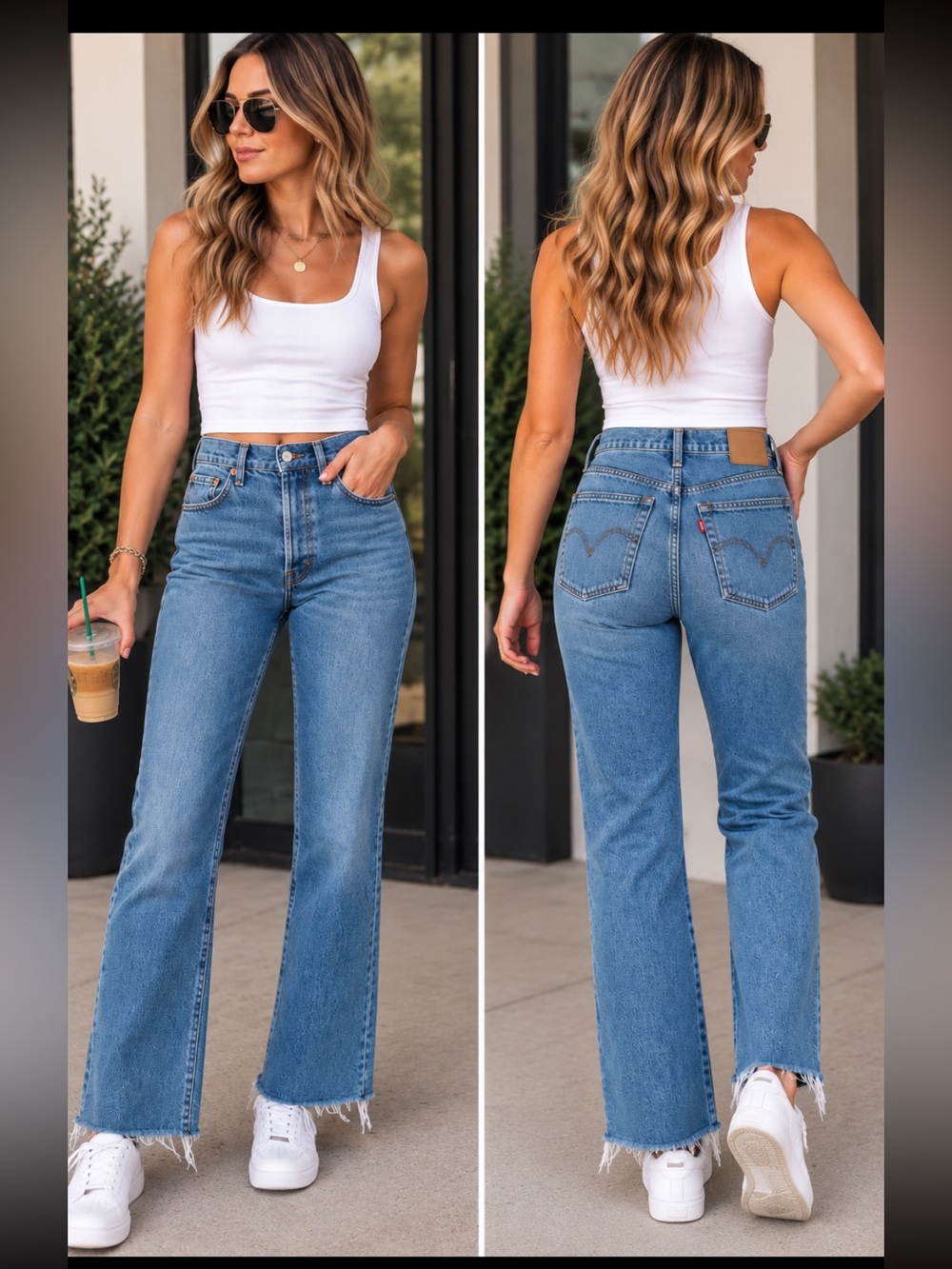 Levi's Cropped Straight-Leg Jeans in Dark Blue Wash